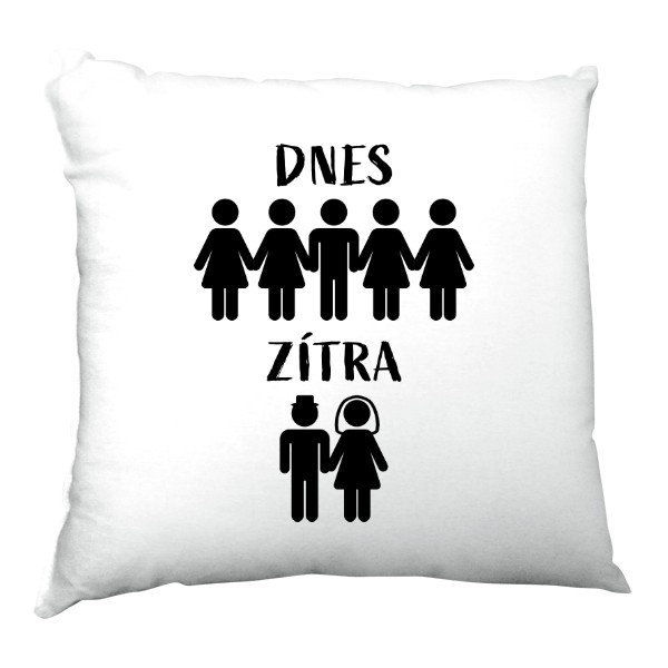 Polštář saténový s potiskem Dnes vs zítra