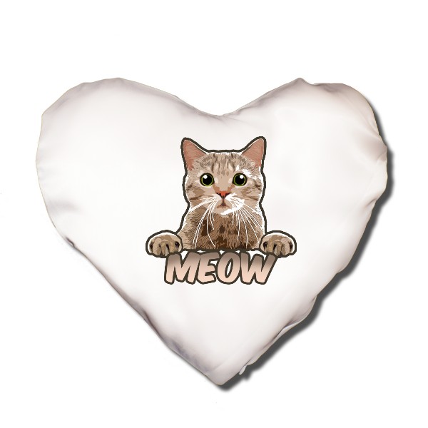 Polštář SRDCE s potiskem Meow