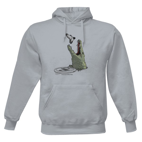 Pánská mikina s kapucí s potiskem Městský krokodýl - Mikina