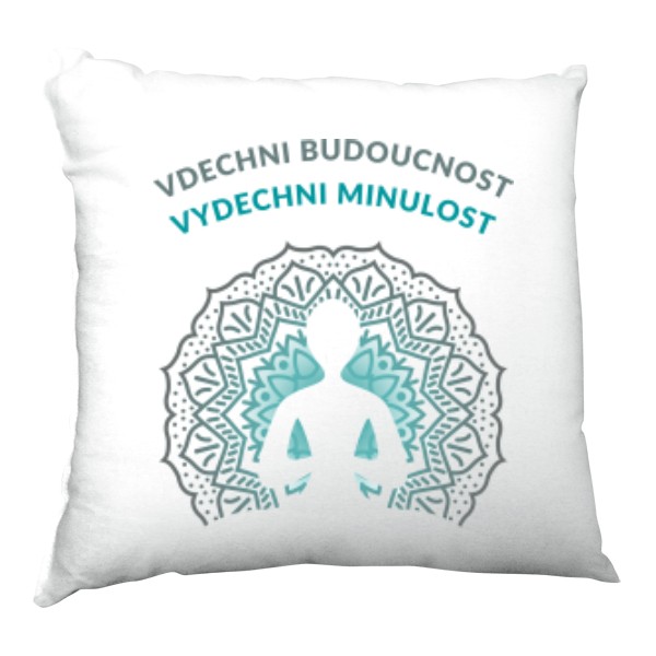 Polštář saténový s potiskem Polštářek Jóga - Budoucnost a Minulost