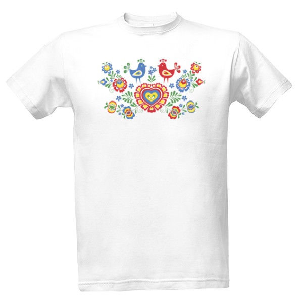 Tričko s potiskem Slovácký ornament Ptáčci