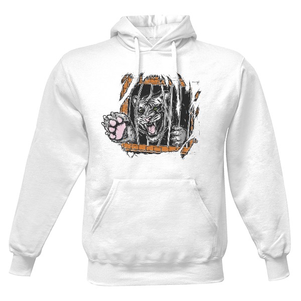 Pánská mikina s kapucí s potiskem Vnitřní šelma bílá