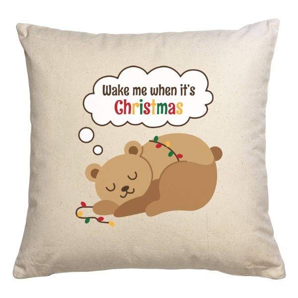 Polštář bavlněný  s potiskem Wake me when it’s Christmas