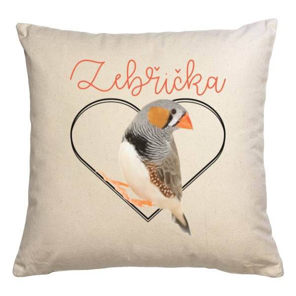 Polštář bavlněný  s potiskem Zebřička